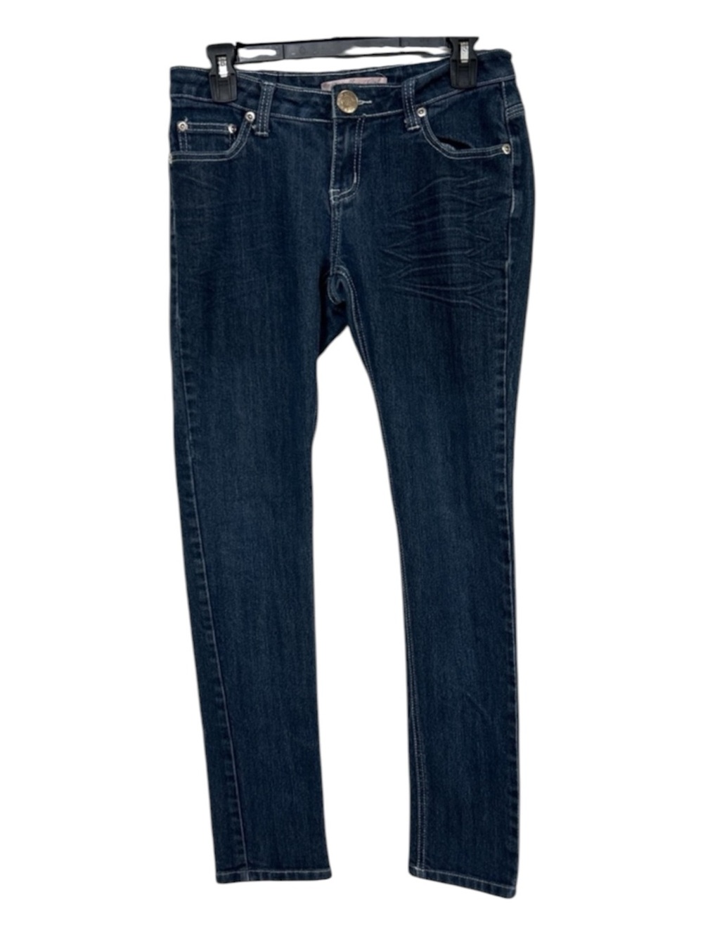 Brooklyn Girl Dark Wash Skinny Jeans Size 7 Grommet Lace Up Pocket Y2K Cyber